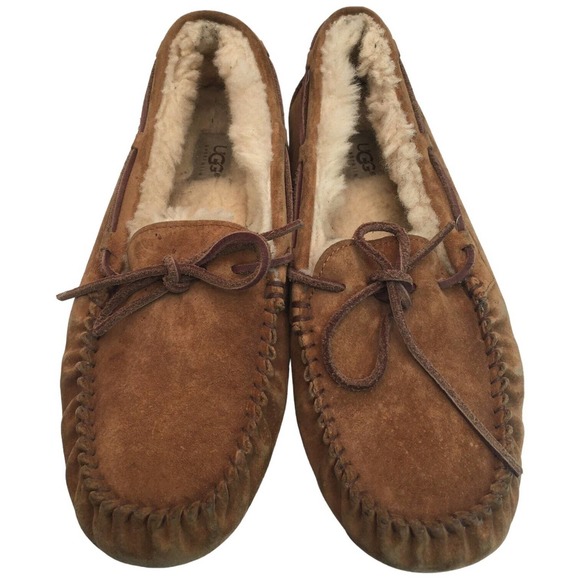 Ugg Dakota Slip On Leather Slippers Wool Lining Womens Brown 10 - Picture 7 of 12